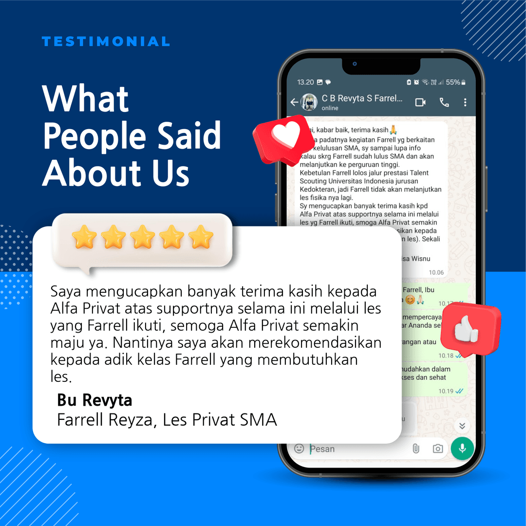 Testimoni Testimoni alfa bimbel masuk ptn 5