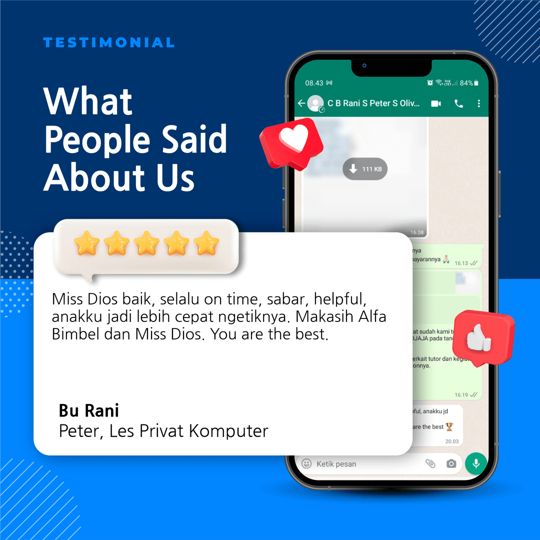 Testimoni Testimoni alfa bimbel masuk ptn 8